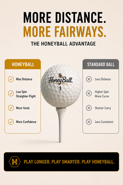 NEW! HoneyBall - Long Distance Golf Ball 12 PCK