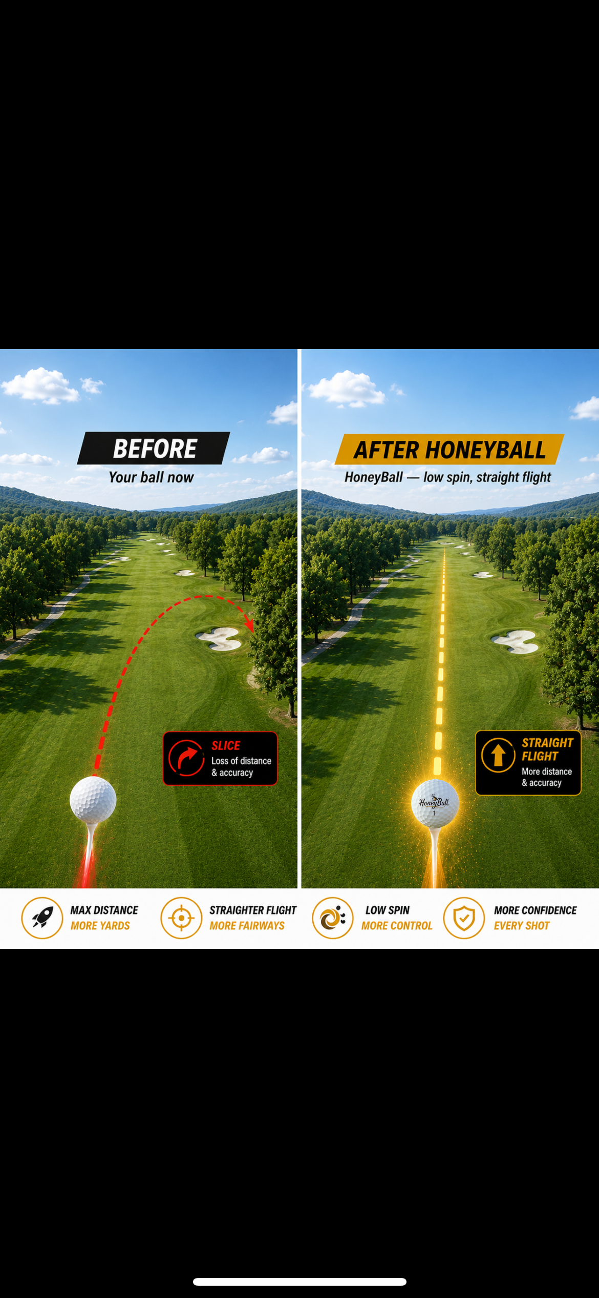 NEW! HoneyBall - Long Distance Golf Ball 12 PCK