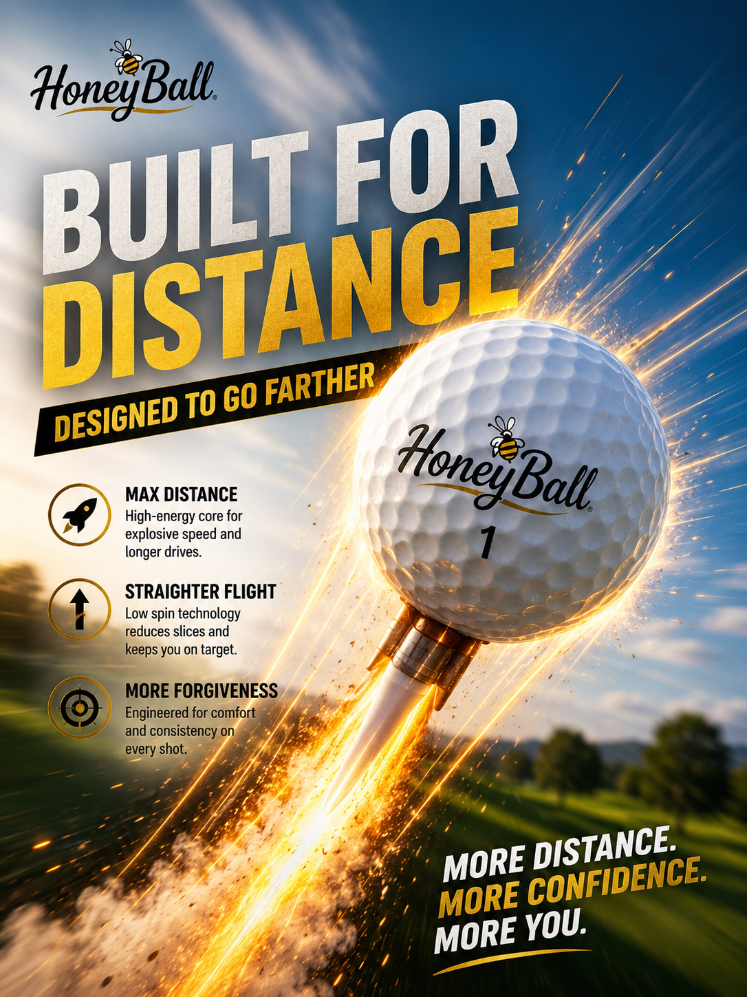 NEW HoneyBall - Long Distance Golf Ball 12 PCK