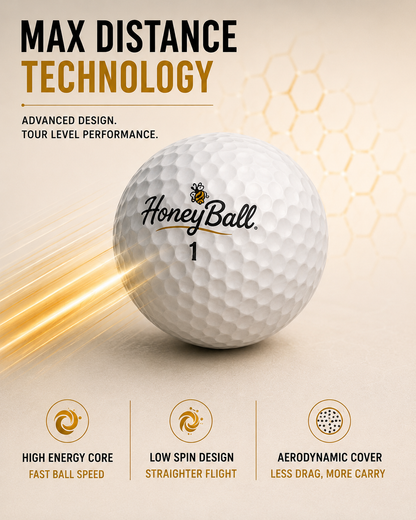 NEW! HoneyBall - Long Distance Golf Ball 12 PCK